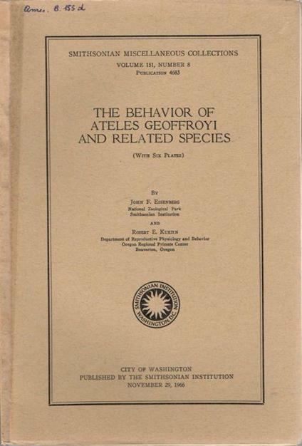 The behavior of ateles geoffroyi and related species - copertina