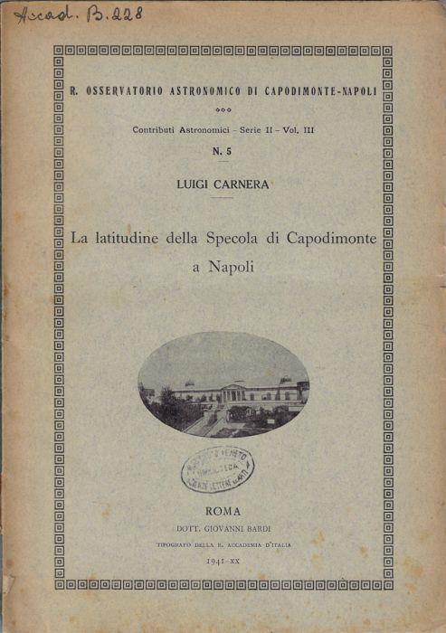 La latitudine della Specola di Capodimonte a Napoli - copertina