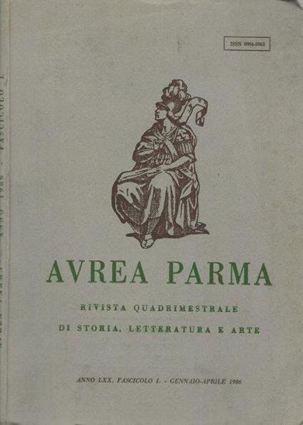 Avrea Parma Anno LXX, fascicolo I, 1986 - copertina