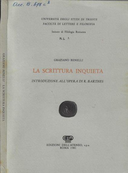 La scrittura inquieta - Graziano Benelli - copertina