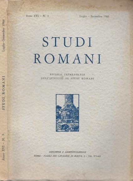 Studi Romani Anno XVI- N.3 1968 - copertina