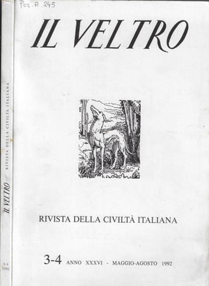 Il Veltro anno 1992 N. 3-4 - Vincenzo Cappelletti - copertina