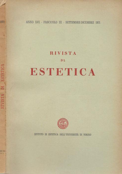 Rivista di estetica Anno XVI, fascicolo III, 1971 - Luigi Pareyson - copertina