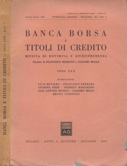 Banca borsa e titoli di credito 1967-XX- Fasc.I - Francesco Messineo - copertina