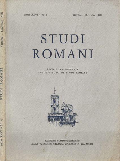 Studi Romani Anno XXVI- N.4 1978 - copertina