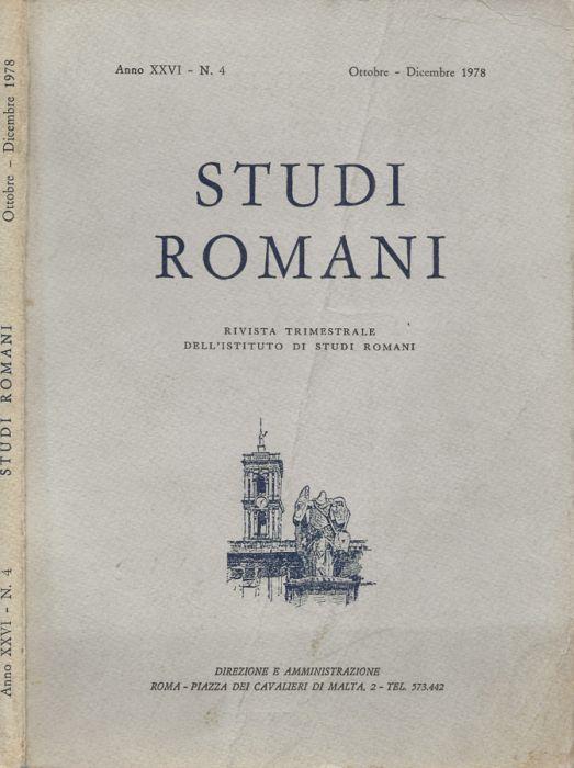 Studi Romani Anno XXVI- N.4 1978 - copertina
