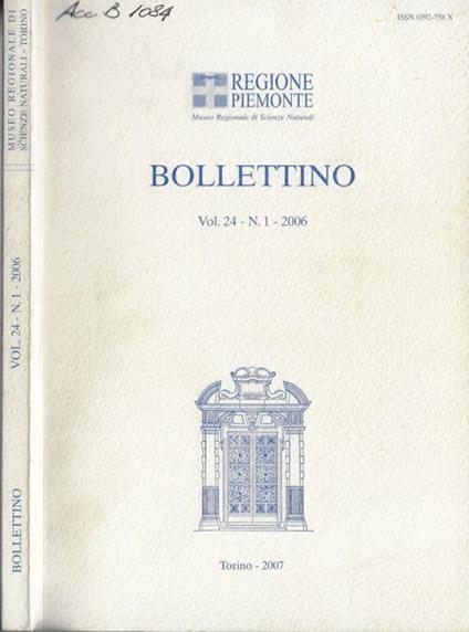 Bollettino del Museo Regionale di Scienze Naturali Vol. 24 N. 1 2006 - Roberto Moisio - copertina