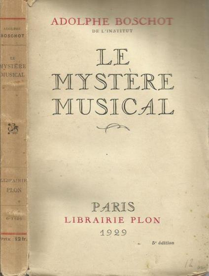 Le mystere musical - Adolphe Boschot - copertina