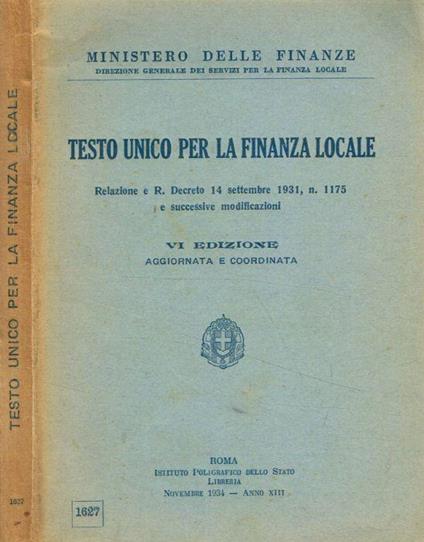 Testo unico per la finanza locale - copertina