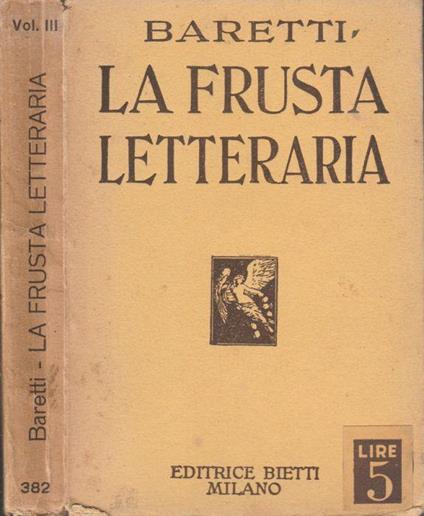 La frusta letteraria vol III - Giuseppe Baretti - copertina