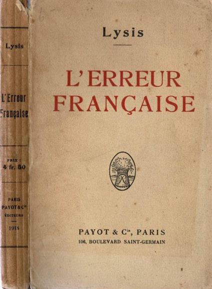 L' erreur francaise - Lysis - copertina