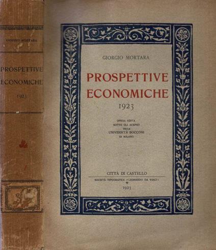 Prospettive Economiche 1923 - Giorgio Mortara - copertina