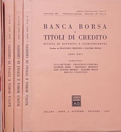 Banca borsa e titoli di credito 1963- XV-Fasc.II,III, IV - Francesco Messineo - copertina
