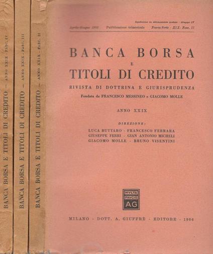 Banca borsa e titoli di credito 1966- XIX Fasc.II,III,IV - Francesco Messineo - copertina