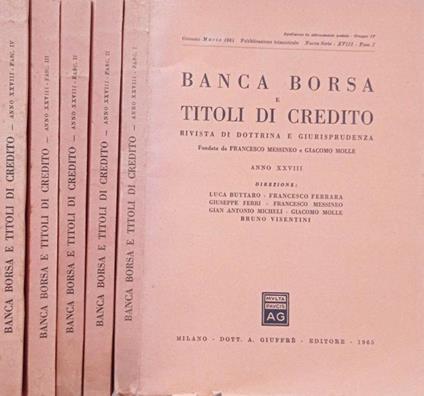 Banca borsa e titoli di credito 1965-XVIII- Fasc.I, II, III, IV - Francesco Messineo - copertina