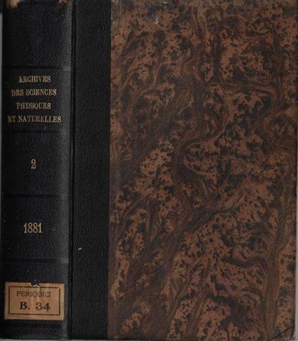 Archives des sciences physiques et naturelles III période Vol. VI 1881 - copertina