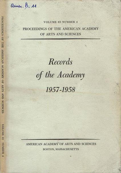 Records of the Academy 1957-1958 - copertina