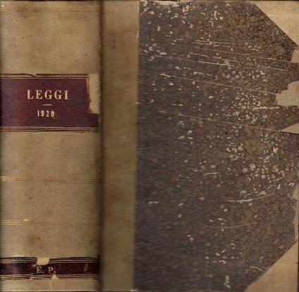 Le leggi e i decreti reali secondo l'ordine della inserzione nella Gazzetta Ufficiale Anno 1920 - copertina