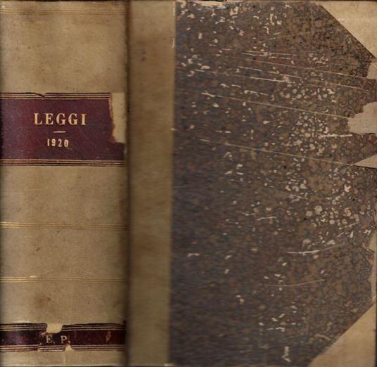 Le leggi e i decreti reali secondo l'ordine della inserzione nella Gazzetta Ufficiale Anno 1920 - copertina