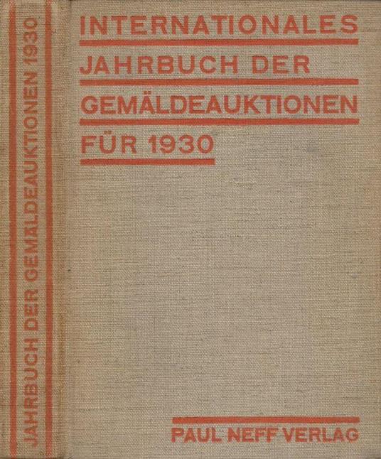 Internationales Jahrbuch der Gemaldeauktionen fur 1930 - copertina