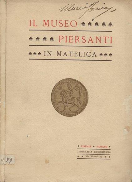 Il Museo Piersanti in Matelica - copertina