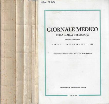 Giornale medico della Marca Trevigiana serie II Vol. XXVI M. 1, 2, 3, 4, 5, 6 1968 - copertina