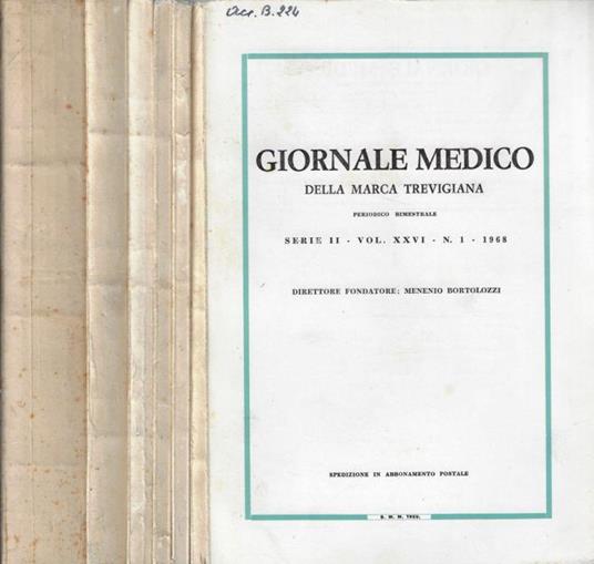 Giornale medico della Marca Trevigiana serie II Vol. XXVI M. 1, 2, 3, 4, 5, 6 1968 - copertina