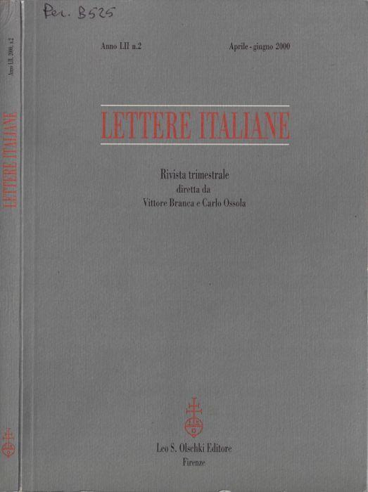 Lettere italiane anno LII 2000 N. 2 - Vittore Branca - copertina