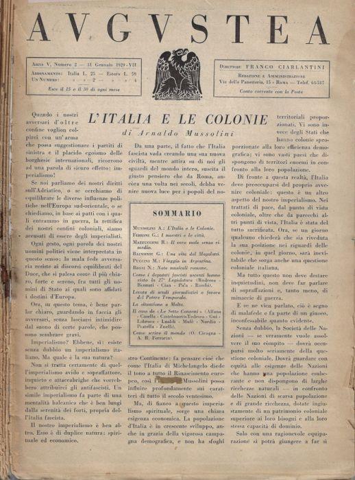 Augustea anno V N. 2, 4, 5, 7, 9, 10, 11 - Franco Ciarlantini - copertina