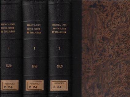 Bibliothèque universelle Revue Suisse et étrangère nouvelle période tome IV-V-VI 1859 - copertina
