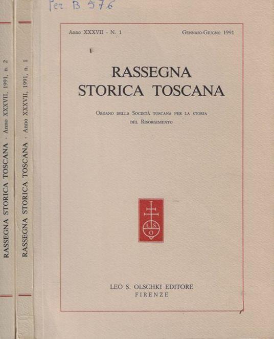 Rassegna storica toscana anno XXXVII 1991 - Clementina Rotondi - copertina