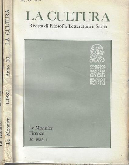 La cultura anno 1982 N. 1, 2 - Guido Calogero - copertina