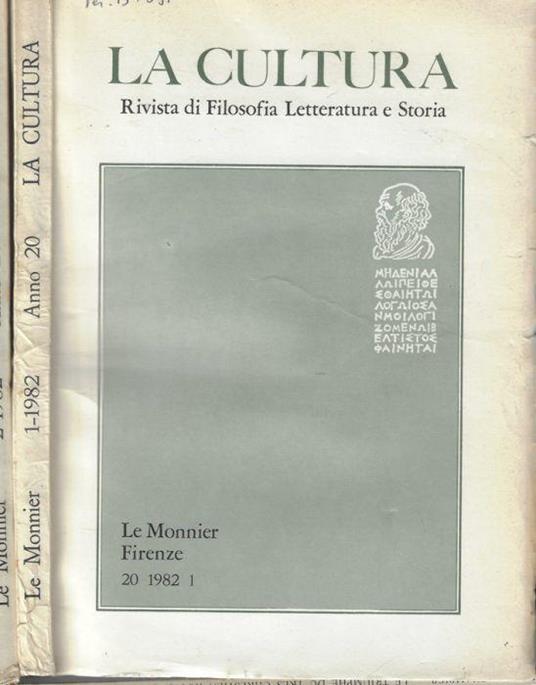 La cultura anno 1982 N. 1, 2 - Guido Calogero - copertina