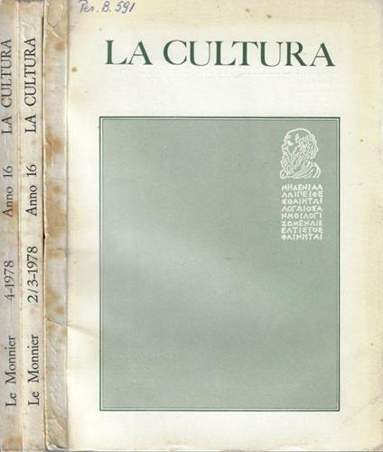 La cultura anno 1978 N. 1, 2/3, 4 - Guido Calogero - copertina