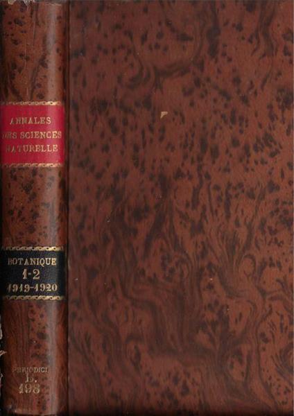 Annales des sciences naturelles botanique IX série tome I-II 1919-1920 - copertina