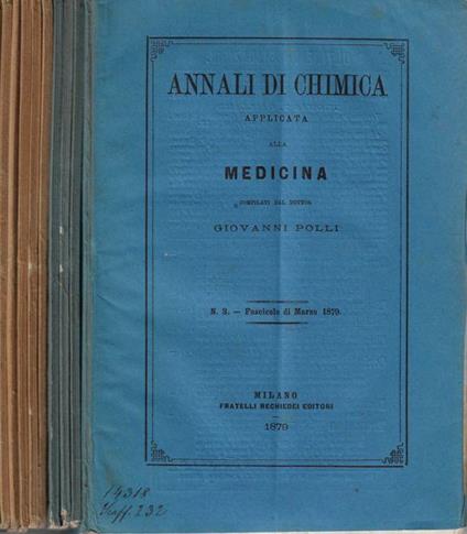 Annuali di chimica applicata alla medicina marzo-dicembre 1879 - Giovanni Polli - copertina