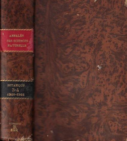 Annales des sciences naturelles botanique X série tome III-IV 1921-1922 - copertina