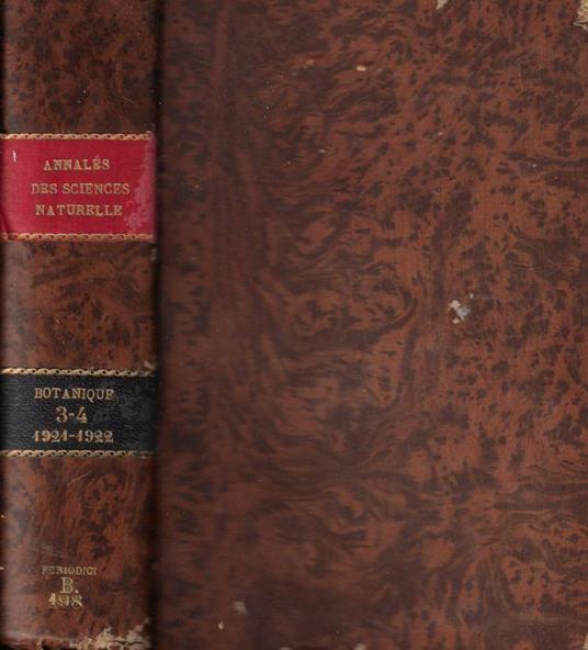 Annales des sciences naturelles botanique X série tome III-IV 1921-1922 - copertina