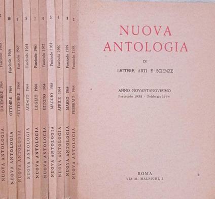 Nuova antologia di lettere, arti e scienze Anno 99°, fasc.1958,1959,1960,1961,1962,1963,1964,1965,1966,1968 - copertina