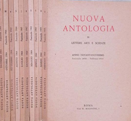 Nuova antologia di lettere, arti e scienze Anno 99°, fasc.1958,1959,1960,1961,1962,1963,1964,1965,1966,1968 - copertina