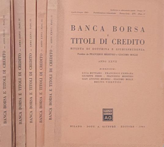 Banca borsa e titoli di credito 1964- XVI-Fasc.II, III, IV - Francesco Messineo - copertina