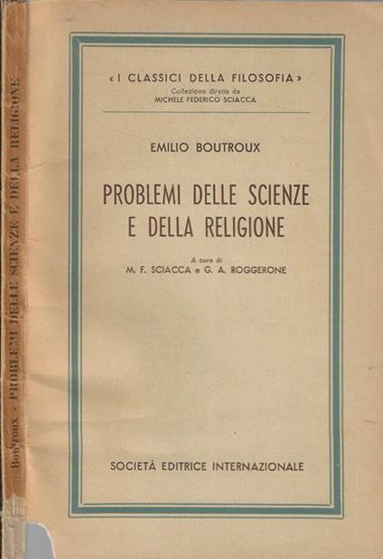 Problemi delle scienze e della religione - Emile Boutroux - copertina