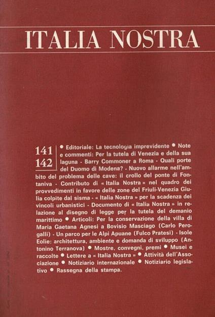 Italia Nostra - 1976, n. 141 / 142 - copertina