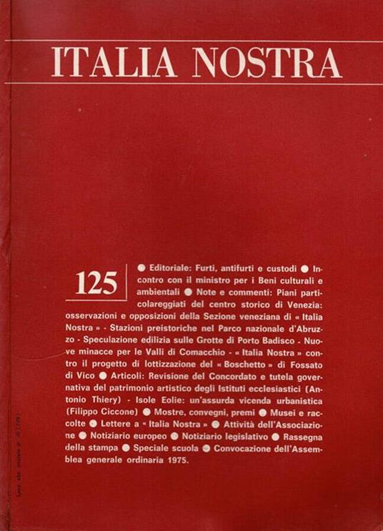 Italia Nostra - 1975, n. 125 - copertina