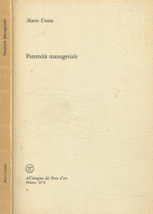 Paternità manageriale - Mario Unnia - copertina