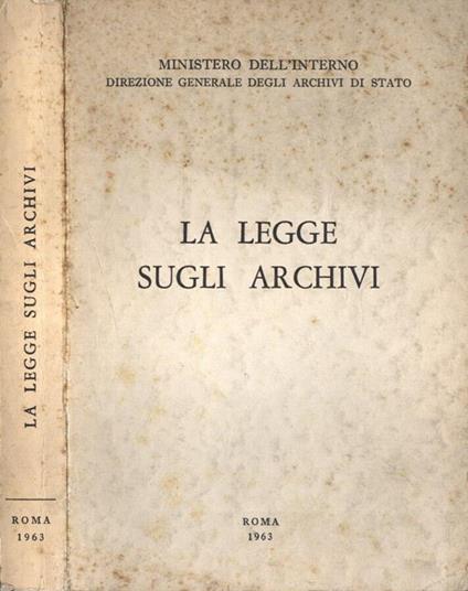 La legge sugli archivi - copertina