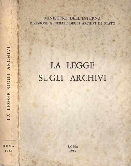 La legge sugli archivi - copertina