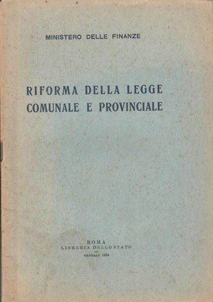 Riforma della legge comunale e provinciale - copertina