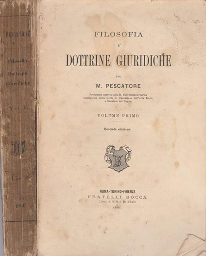 Filosofia e dottrine giuridiche vol I - Matteo Pescatore - copertina