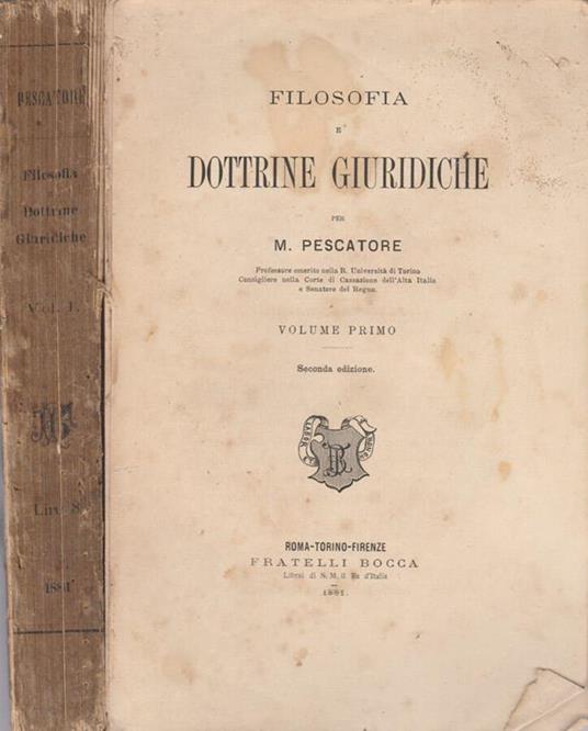 Filosofia e dottrine giuridiche vol I - Matteo Pescatore - copertina